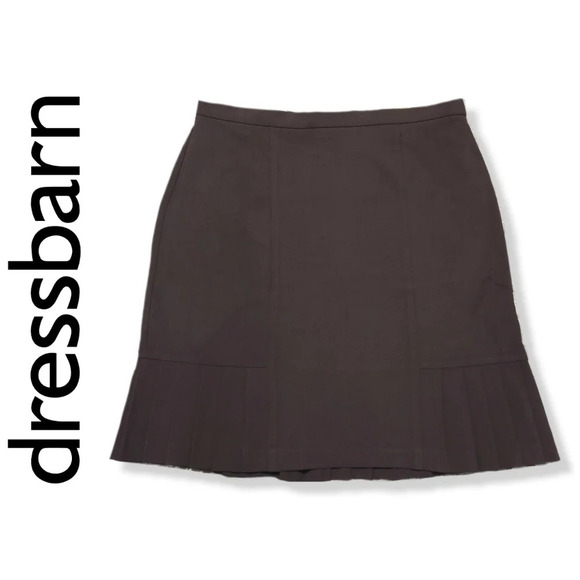 ✨️4/$20. Dk Chocolate Brown Stretch Pencil Skirt, Pleated Flared Hem - Picture 2 of 15